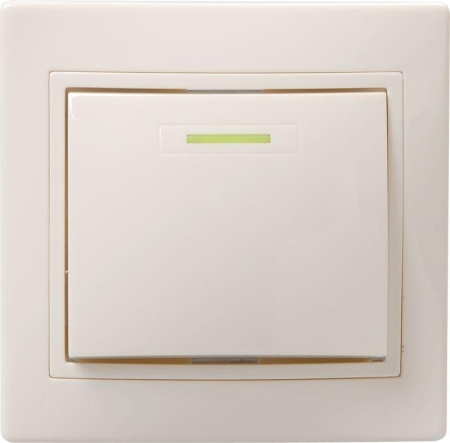 Выключатель 1-кл. СП Кварта 10А IP20 ВС10-1-1-ККм с индикацией крем. GENERICA EVK11-K33-10-DM