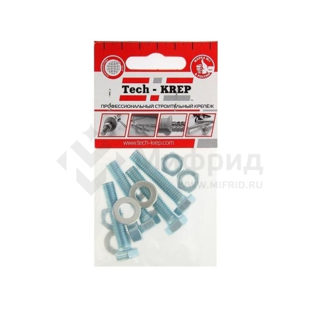 Болт с шестигранной головкой М8х40 DIN 933 + гайка + шайба оцинк. (уп.4шт) Zitar 112723