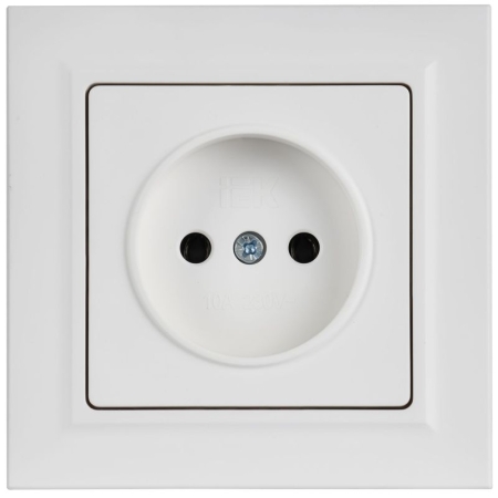 Розетка BRITE РСР10-1-0-БрАБ 10А в сборе без заземл. без защ. шторок арктич. бел. IEK BR-R10-10-K91-F