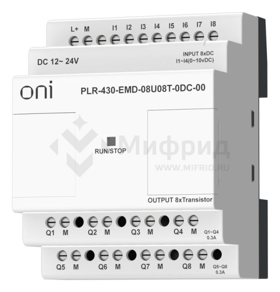 Модуль расширения входов выходов ПЛК 430 4 DI 4 UI (0-10В/DI) 8 TO 24В DC ONI PLR-430-EMD-08U08T-0DC-00