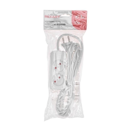 Удлинитель 2х3м без заземл. STANDARD 2х1кв.мм бел. Rexant 13-4001 Удлинитель 2х3м без заземл. STANDARD 2х1кв.мм бел. Rexant 13-4001