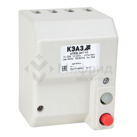 Выключатель автоматический 3п 25А 10Iн 3кА АП50Б 3МТ У3 400В AC доп. контакты 1перекл. КЭАЗ 107338
