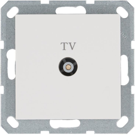 Розетка телевизионная проходная TV Ф9.5мм механизм бел. глянцевый Jasmart G6002W Розетка телевизионная проходная TV Ф9.5мм механизм бел. глянцевый Jasmart G6002W