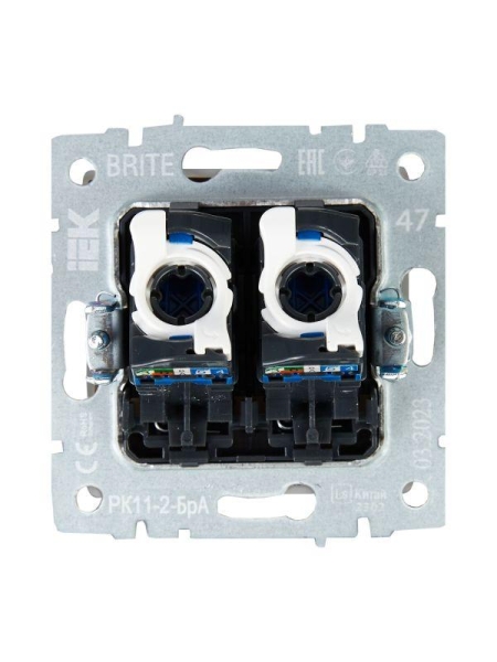 Розетка компьютерная двойн. СП RJ45 кат.6 BRITE РК11-2-БрА механизм алюм. IEK BR-K20-2-K47 Розетка компьютерная двойн. СП RJ45 кат.6 BRITE РК11-2-БрА механизм алюм. IEK BR-K20-2-K47