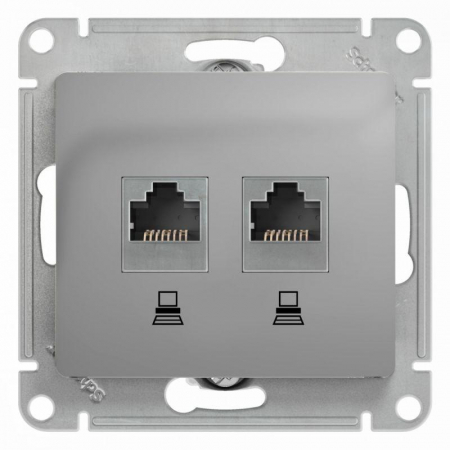 Розетка компьютерная 2-м Glossa RJ45 кат.5E механизм алюм. SE GSL000385KK Розетка компьютерная 2-м Glossa RJ45 кат.5E механизм алюм. SE GSL000385KK