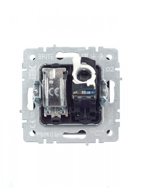 Розетка компьютерная + телевизионная 2-м Brite РТВ/РК12-БрЧ RJ45 кат.5E + TV механизм черн. IEK BR-AK20-1-K02 Розетка компьютерная + телевизионная 2-м Brite РТВ/РК12-БрЧ RJ45 кат.5E + TV механизм черн. IEK BR-AK20-1-K02