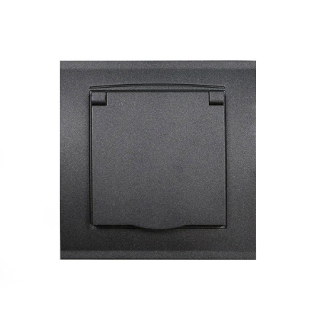 Розетка 1-м СП Бриллиант 16А IP20 с заземл. с крышкой в сборе графит Universal 7947649-Gr