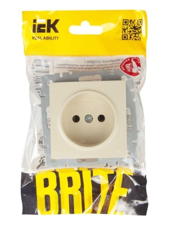 Розетка BRITE РС10-1-0-БрКр 10А без заземл. без защ. шторок механизм беж. IEK BR-R10-10-K10
