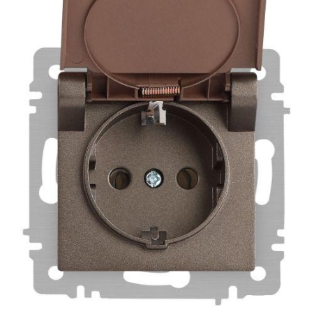 Розетка 1-м СП Accent 6-203-08 16А IP20 250В 2P+E Schuko с крышкой AL/CU Accent бронза Intro Б0063436 Розетка 1-м СП Accent 6-203-08 16А IP20 250В 2P+E Schuko с крышкой AL/CU Accent бронза Intro Б0063436