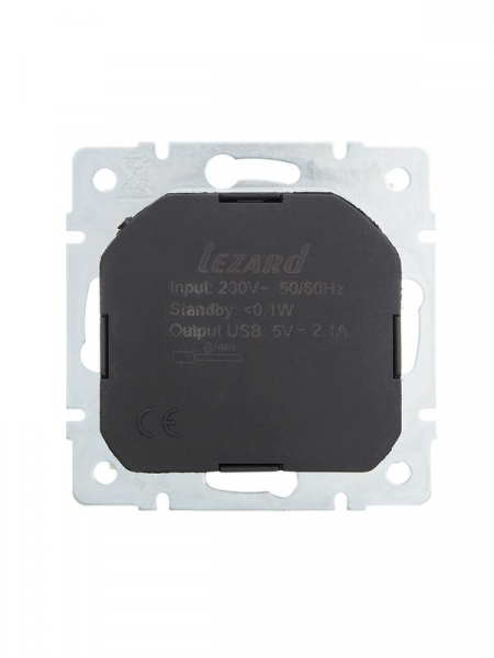 Розетка 1-м СП Vesna с заземл. с заряд. устройством USB механизм крем. LEZARD 742-0388-181 Розетка 1-м СП Vesna с заземл. с заряд. устройством USB механизм крем. LEZARD 742-0388-181