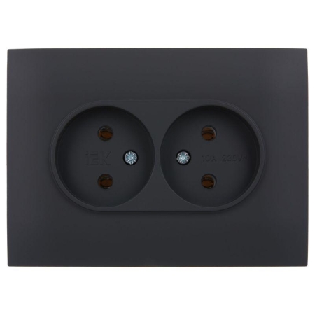 Розетка 2-м SKANDY 10А без заземл. без защ. шторок в сборе SK-R10G графит IEK SK-R20-10-K53-F