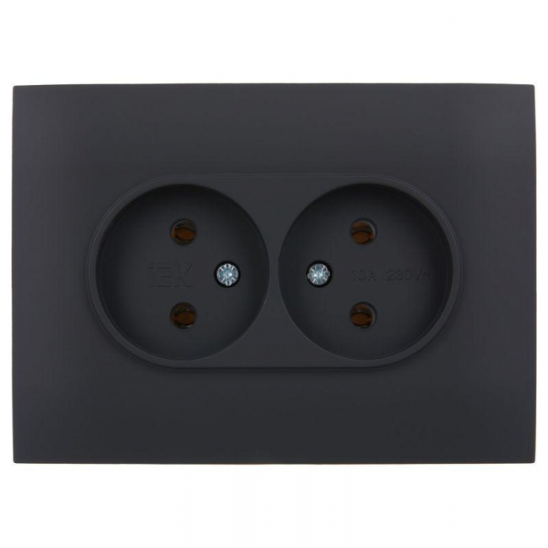 Розетка 2-м SKANDY 10А без заземл. без защ. шторок в сборе SK-R10G графит IEK SK-R20-10-K53-F