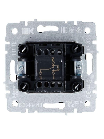 Выключатель проходной 1-кл. СП BRITE ВС10-1-7-БрШ 10А с индик. механизм шампань IEK BR-V12-1-10-K37