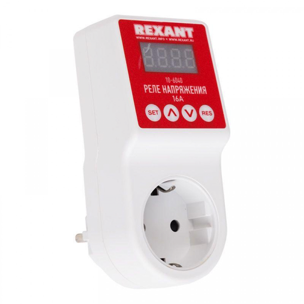 Реле напряжения «вилка-розетка» с дисплеем 16А Rexant 10-6040