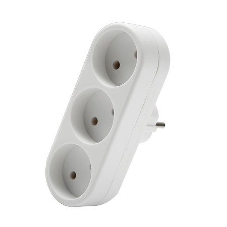 Разветвитель 3-м плоский без заземл. 10А 2200Вт 250В бел. DОМТОК 2655