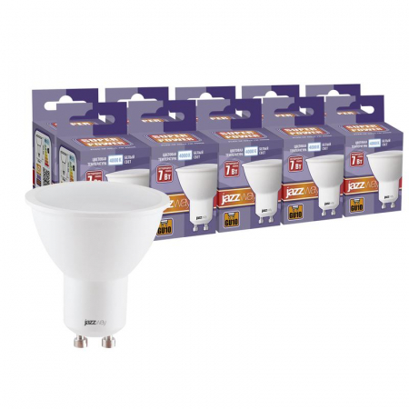 Лампа светодиодная PLED-SP 7Вт PAR16 4000К нейтр. бел. GU10 230В 50Гц (уп.10шт) JazzWay 5019010 Лампа светодиодная PLED-SP 7Вт PAR16 4000К нейтр. бел. GU10 230В 50Гц (уп.10шт) JazzWay 5019010