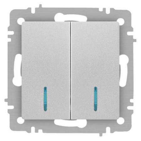 Выключатель 2-кл. СП Accent 6-105-03 10А IP20 250В с подсветкой AL/CU алюм. Intro Б0063511