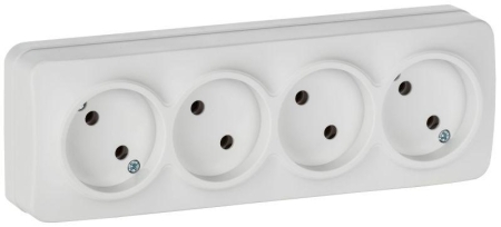 Розетка 4-м ОП GLORY РС24-2-ХБм 10А без заземл. без защ. шторок бел. матов. IEK ERH40-K01M-10 Розетка 4-м ОП GLORY РС24-2-ХБм 10А без заземл. без защ. шторок бел. матов. IEK ERH40-K01M-10