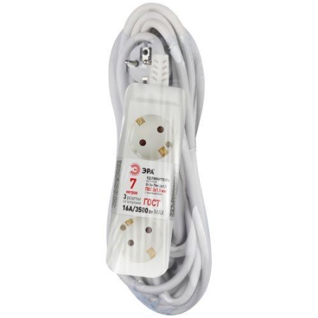 Удлинитель 3х7м с заземл. 16А U-3e-7m-3x1.5 ПВС 3x1.5 Эра Б0044034 Удлинитель 3х7м с заземл. 16А U-3e-7m-3x1.5 ПВС 3x1.5 Эра Б0044034