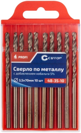 Набор сверл по металлу Profi 3.5х70мм с кобальтом 5проц. (уп.10шт) Cutop 48-35-10 Набор сверл по металлу Profi 3.5х70мм с кобальтом 5проц. (уп.10шт) Cutop 48-35-10