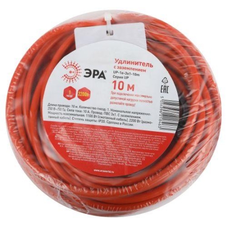 Удлинитель-шнур 1х10м с заземл. UPx-1e-3x1-10m ПВС 3х1 (бухта) Эра Б0048677 Удлинитель-шнур 1х10м с заземл. UPx-1e-3x1-10m ПВС 3х1 (бухта) Эра Б0048677