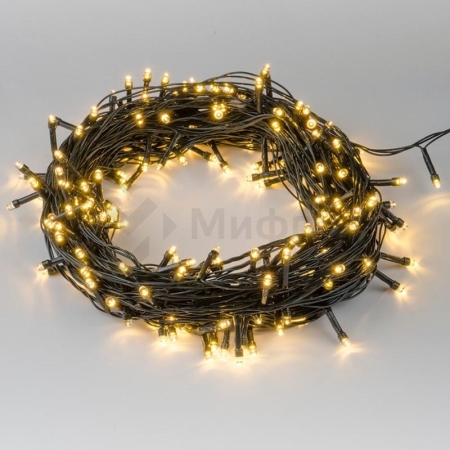 Гирлянда LED ULD-S2000-200/DGA WARM WHITE IP20 20м 200 диодов тепл. бел. свет провод зел. Uniel UL-00007308