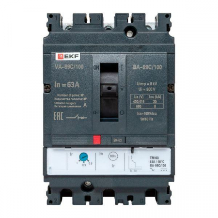 Выключатель автоматический 3п 100/63А 36кА ВА-99C Compact NS PROxima EKF mccb99C-100-63 Выключатель автоматический 3п 100/63А 36кА ВА-99C Compact NS PROxima EKF mccb99C-100-63