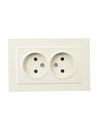 Розетка 2-м СП BRITE РСш12-2-БрКр 10А в сборе без заземл. защ. шторки беж. IEK BR-R23-10-K10-F Розетка 2-м СП BRITE РСш12-2-БрКр 10А в сборе без заземл. защ. шторки беж. IEK BR-R23-10-K10-F