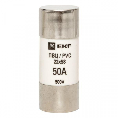 Вставка плавкая цилиндрическая ПВЦ 22х58 50А EKF pvc-22x58-50