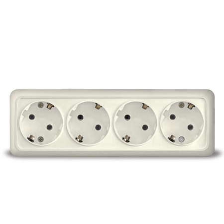 Розетка 4-м ОП Олимп с заземл. сл. кость UNIVersal 1169 Розетка 4-м ОП Олимп с заземл. сл. кость UNIVersal 1169