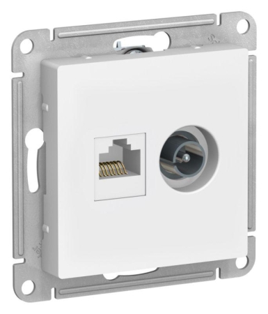 Розетка компьютерная + телевизионная 2-м СП AtlasDesign RJ45 кат.5E + TV механизм лотос SE ATN001389