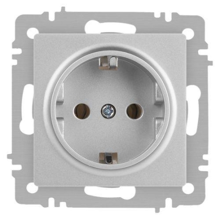 Розетка 1-м СП Accent 6-202-03 16А IP20 250В 2P+E Schuko алюм. Intro Б0063686 Розетка 1-м СП Accent 6-202-03 16А IP20 250В 2P+E Schuko алюм. Intro Б0063686