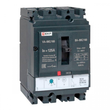 Выключатель автоматический 3п 160/125А 36кА ВА-99C Compact NS PROxima EKF mccb99C-160-125 Выключатель автоматический 3п 160/125А 36кА ВА-99C Compact NS PROxima EKF mccb99C-160-125