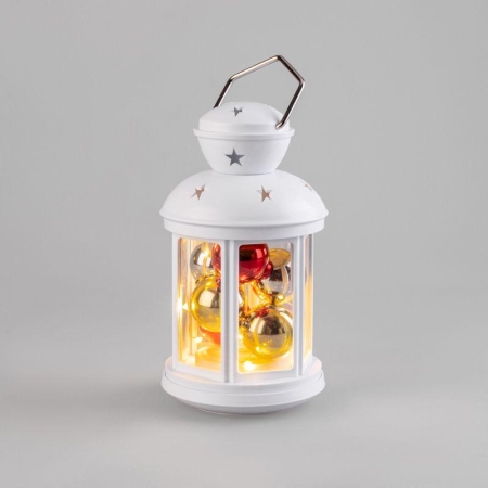 Фонарь декоративный 12х12х20.6см с шариками тепл. бел. свечение корпус бел. Neon-Night 513-062