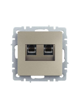 Розетка компьютерная двойн. СП RJ45 кат.5E BRITE РК10-2-БрШ механизм шампань IEK BR-K20-1-K37 Розетка компьютерная двойн. СП RJ45 кат.5E BRITE РК10-2-БрШ механизм шампань IEK BR-K20-1-K37