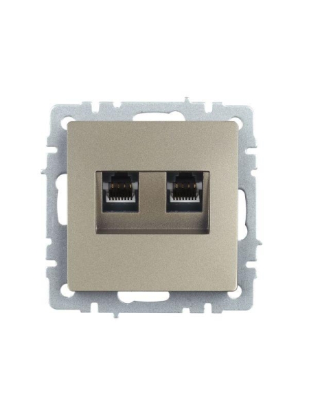 Розетка компьютерная двойн. СП RJ45 кат.5E BRITE РК10-2-БрШ механизм шампань IEK BR-K20-1-K37 Розетка компьютерная двойн. СП RJ45 кат.5E BRITE РК10-2-БрШ механизм шампань IEK BR-K20-1-K37