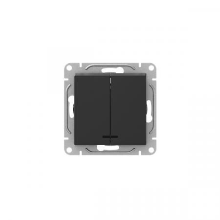 Выключатель 2-кл. СП Эпика с подсветкой механизм черн. EKF UP1-SWB-24