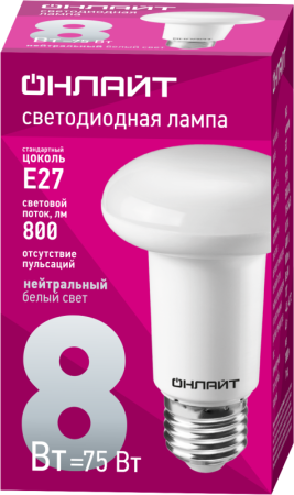 Лампа светодиодная 71 654 OLL-R63-8-230-4K-E27 8Вт 4000К нейтр. бел. E27 660лм 220-240В ОНЛАЙТ 71654