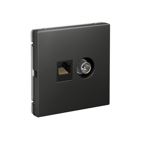 Розетка компьютерная + телевизионная 2-м СП ArtGallery RJ45 кат.5E + TV механизм базальт SE GAL001489