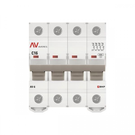 Выключатель автоматический модульный 4п C 16А 6кА AV-6 AVERES EKF mcb6-4-16C-av Выключатель автоматический модульный 4п C 16А 6кА AV-6 AVERES EKF mcb6-4-16C-av