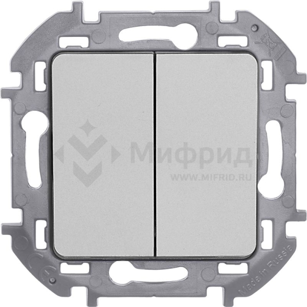 Выключатель 2-кл. 1п 1мод. СП Inspiria 10А IP20 250В 10AX механизм алюм. IEK 673622