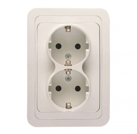 Розетка 2-м СП Mimoza 16А IP20 с заземл. бел./бел. Makel 12082 Розетка 2-м СП Mimoza 16А IP20 с заземл. бел./бел. Makel 12082