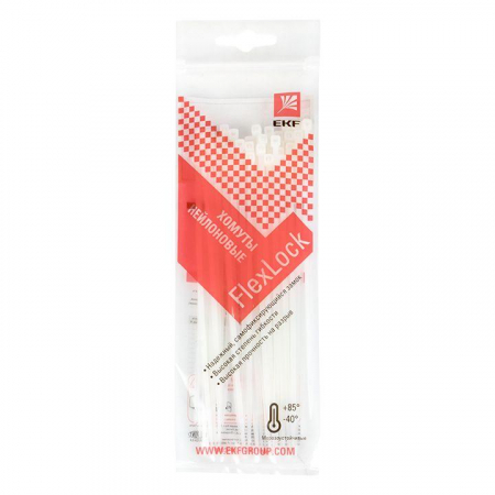 Хомут P6.6 2.5х150 FlexLock стандартный бел. (уп.100шт) PROxima EKF plc-fl-ctsw-2.5x150 Хомут P6.6 2.5х150 FlexLock стандартный бел. (уп.100шт) PROxima EKF plc-fl-ctsw-2.5x150