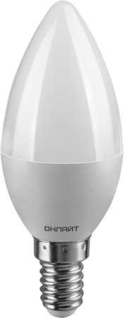 Лампа светодиодная 61 128 OLL-C37-8-230-6.5K-E14-FR 8Вт свеча 6500К холод. бел. E14 800лм 176-264В ОНЛАЙТ 61128