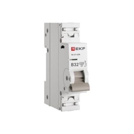 Выключатель автоматический модульный 1п В 32А 4.5кА ВА 47-63N PROxima EKF M634132B Выключатель автоматический модульный 1п В 32А 4.5кА ВА 47-63N PROxima EKF M634132B
