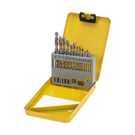 Набор сверл по металлу 2-8мм (через 0.5мм) HSS цилиндрический хвостовик метал. кейс (уп.13шт) Kranz KR-91-0639