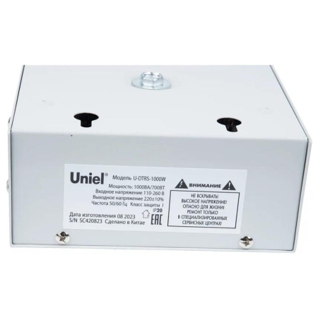 Стабилизатор напряжения U-DTRS-1000W 1ф 1кВА релейный ультратонкий настен. Uniel UL-00010577