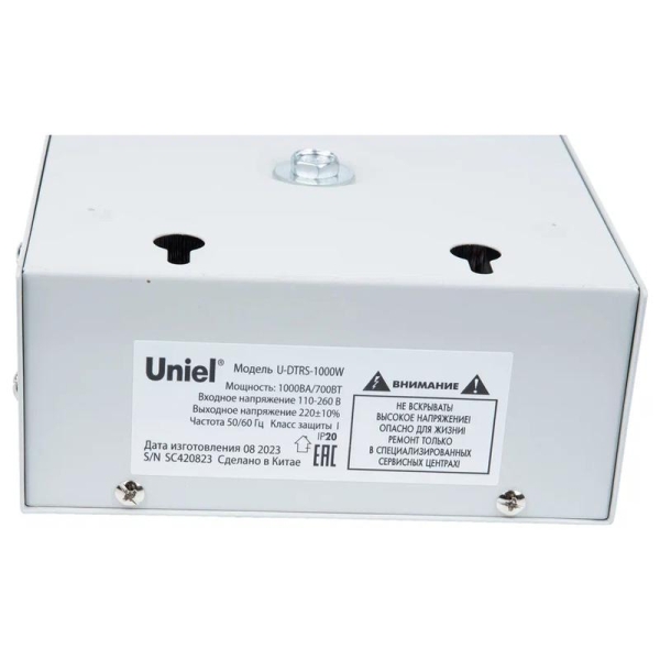 Стабилизатор напряжения U-DTRS-1000W 1ф 1кВА релейный ультратонкий настен. Uniel UL-00010577