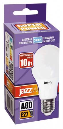 Лампа светодиодная PLED-SP 10Вт A60 грушевидная 5000К холод. бел. E27 790лм 230В JazzWay 1033727 Лампа светодиодная PLED-SP 10Вт A60 грушевидная 5000К холод. бел. E27 790лм 230В JazzWay 1033727