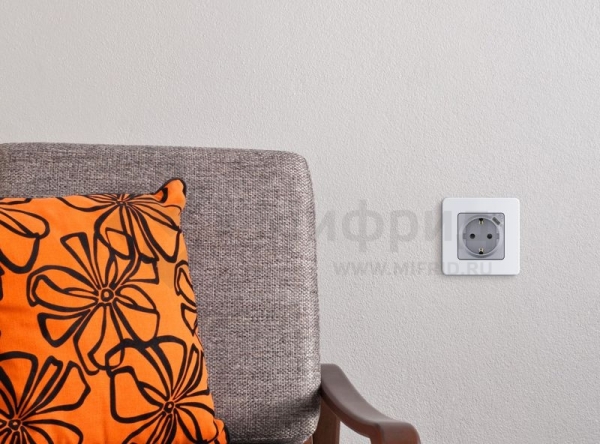 Розетка 1-м СП Inspiria 16А IP20 250В 2P+E немецк. стандарт с заряд. устр. USB тип C 1.5А 5В механизм алюм. IEK 673772